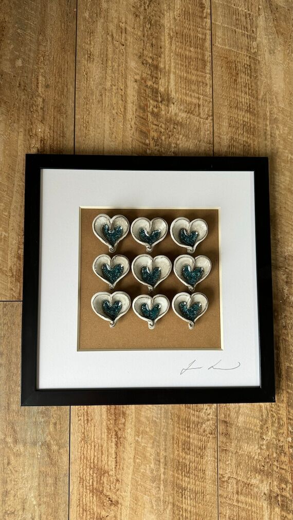 Handmade pottery Framed heart wall Art...