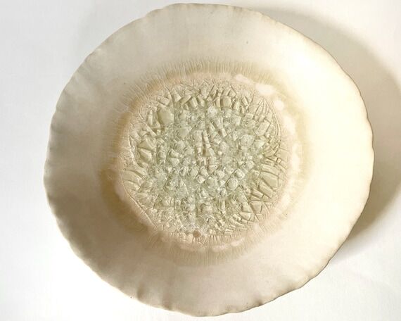 Crackle Glass Ceramic Bowl: Modern Minimalist...
