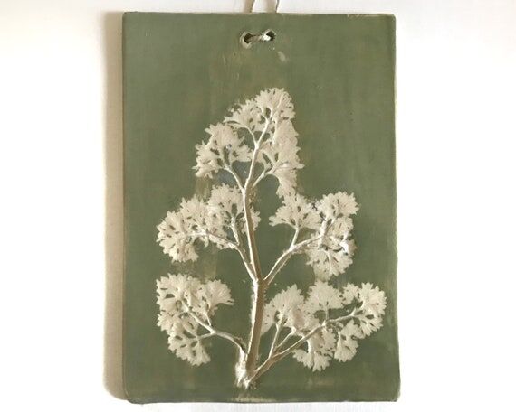 Parsley Herb Print. Pottery Wall Art Tile. Ce...