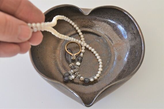 IN STOCK, Large Bronze Pottery Heart Jewelry ...