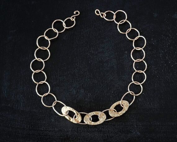 Golden Bronze Necklace, Chunky Necklace, Chai...
