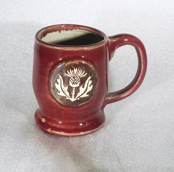 Rustic Scottish Thistle Ceramic Coffee Mug i...