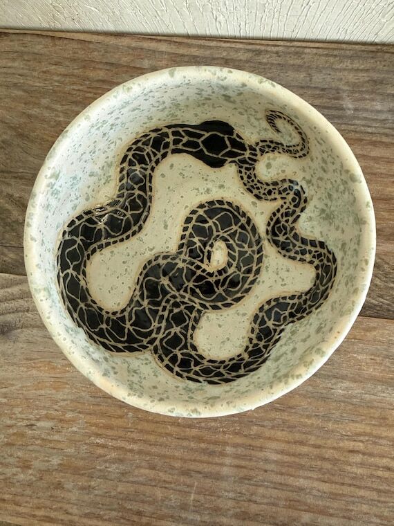 Handmade Sgraffito and Mishima Sunflower Smal...