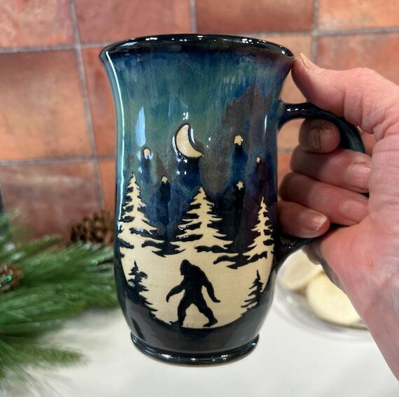 Sasquatch Pottery Mug: Handmade Stoneware Cam...