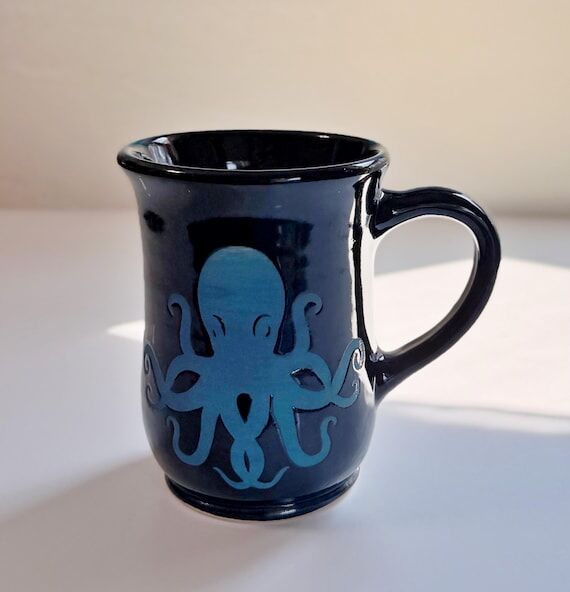Ocean Themed Octopus Mug - Wheel Thrown Stone...