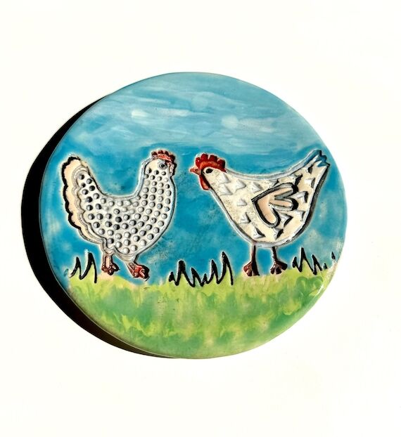 Unique Chicken Ring or Trinket Dish, Wheel T...