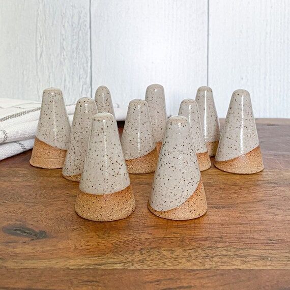 White Speckled Ceramic Ring Holder - Handmade...