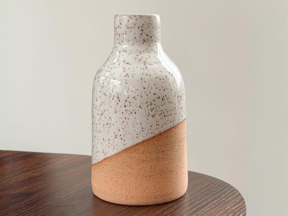 White Speckled Ceramic Vase – Handmade Pott...