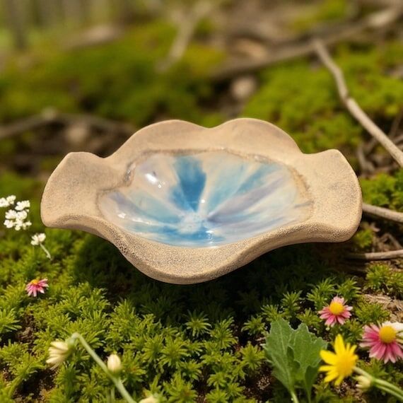 Stoneware Beachy blue bowl, sky colors accent...