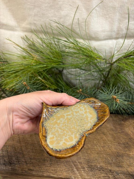 Gingko Leaf Ring Dish, Handmade Pottery...