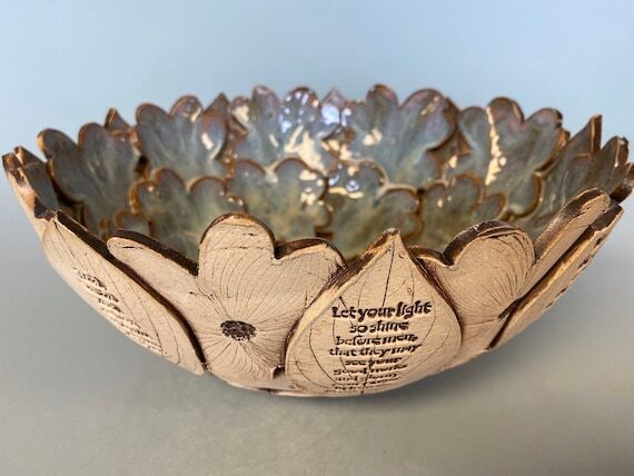 Handmade Dogwood Scripture Bowl – Stoneware...