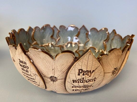 Handmade Pottery Dogwood Bowl-Scripture Verse...