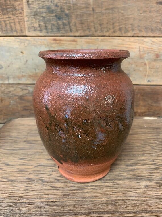 Handmade WV pottery vase, jar, red clay paddl...