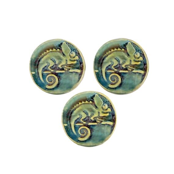 Iguana Lizard Fridge Magnets: Handmade Cerami...