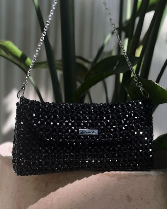 Black Crystal Evening Purse, Luxury Cocktail ...