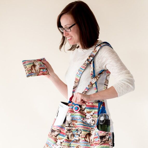 Cat Print Tote Bag with Change Purse: Handmad...