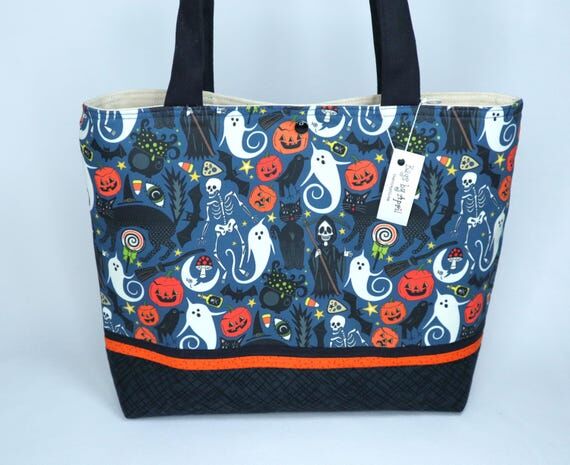 Halloween Tote Bag: Spooky Ghosts, Cats & Pum...