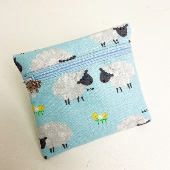 Handmade Blue Sheep Print Coin Purse: Zipped ...