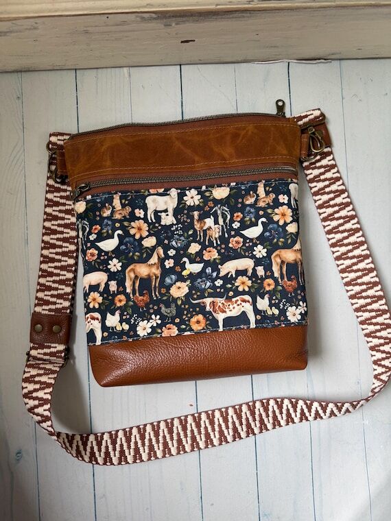 Farmers market crossbody bag , summer flower...