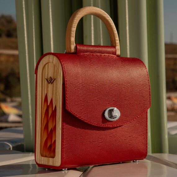 Red Leather Crossbody Bag: Italian Leather To...