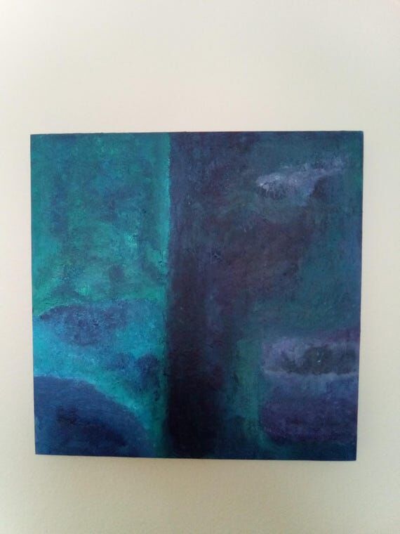 Abstract soothing turquoise acrylic painting,...
