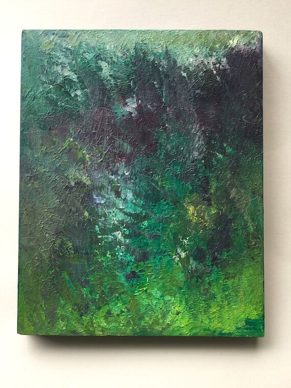Impressionist waterfall forest abstract Green...