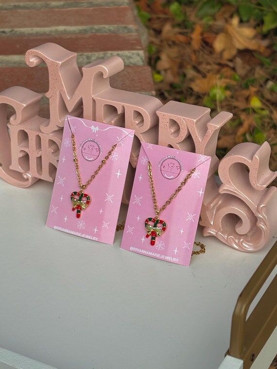 Christmas Candy Cane Jewelry, Christmas Neckl...