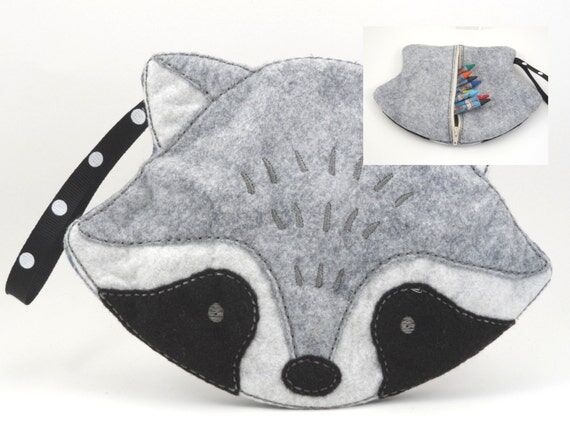 Kids Zipper Bag Raccoon Kids Accessory Wool F...
