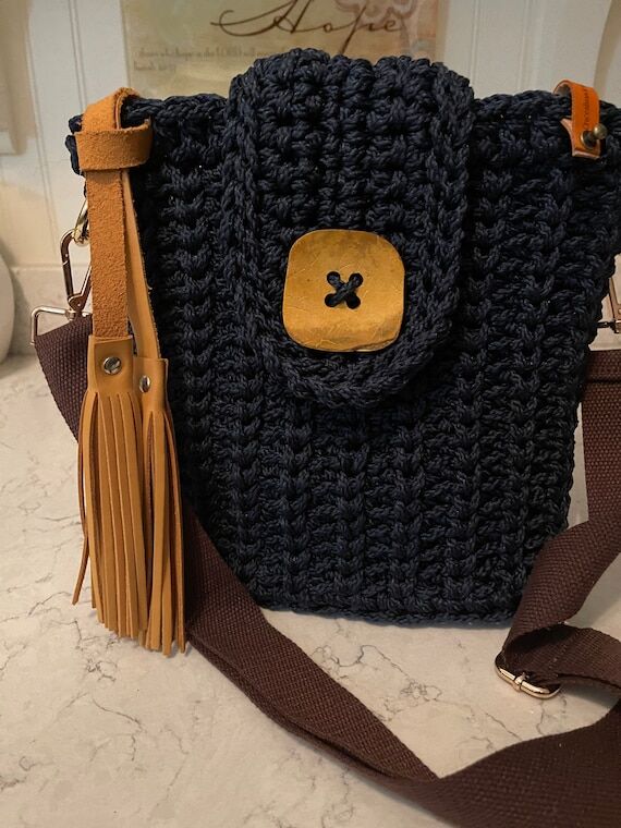 Midnight Blue Crochet Handbag...