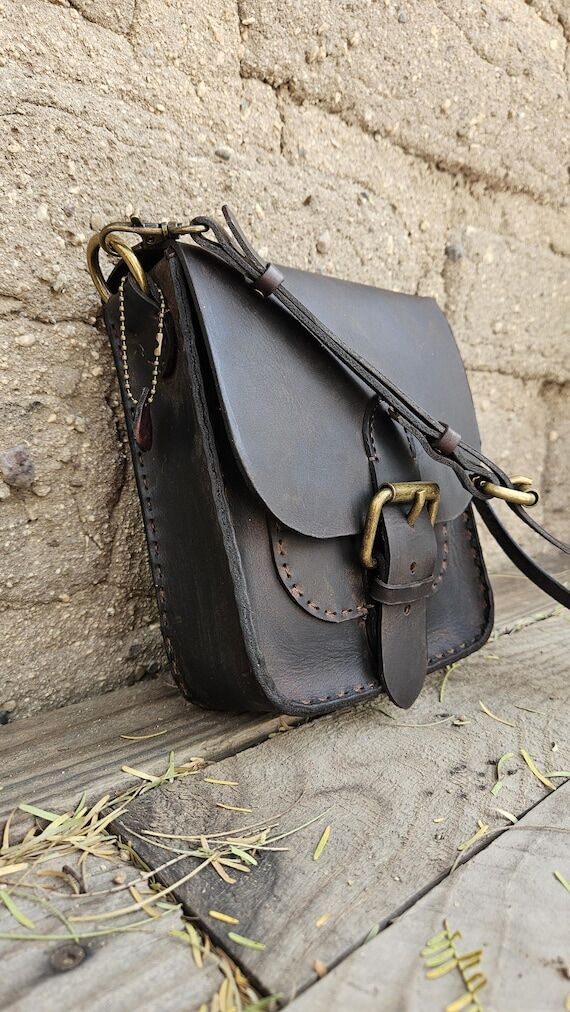 Hand Stitched Leather Side Saddle Bag: Small ...