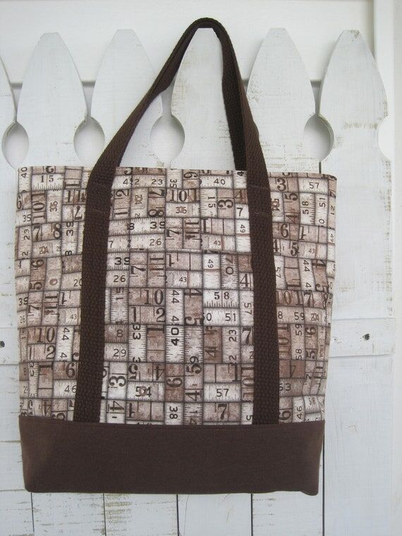 Handmade Measuring Tape Print Tote Bag, Ecru ...