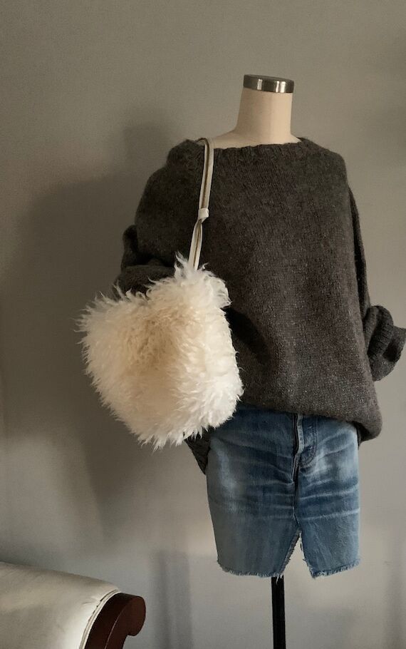 White Shearling Tote w/ Brass chain #2223 & #...