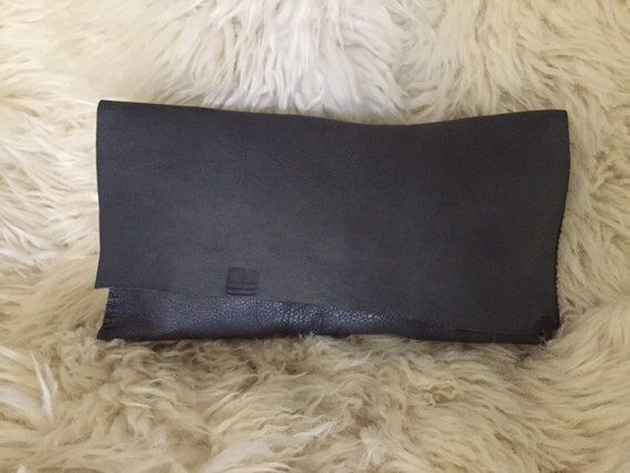 Blue Grey Leather Clutch Purse #1843...