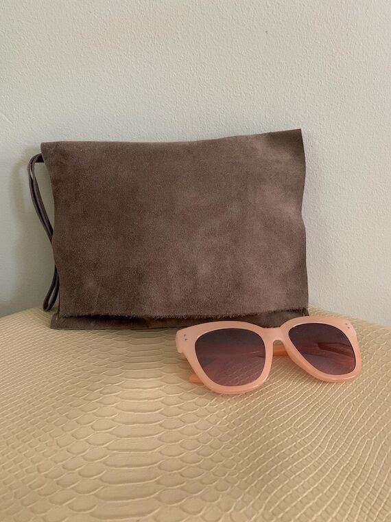 Taupe Suede Wristlet Clutch Purse #1987...