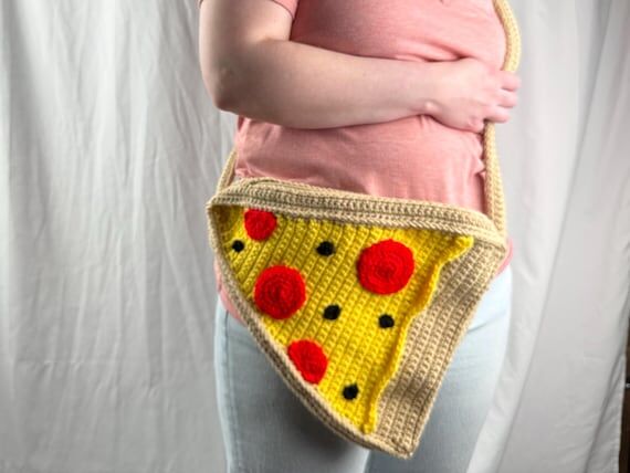 Crochet Pizza Slice Messenger Bag | Handmade ...