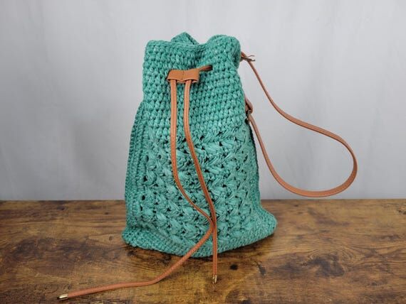 Crochet Drawstring Shoulder Bag, Boho Summer ...