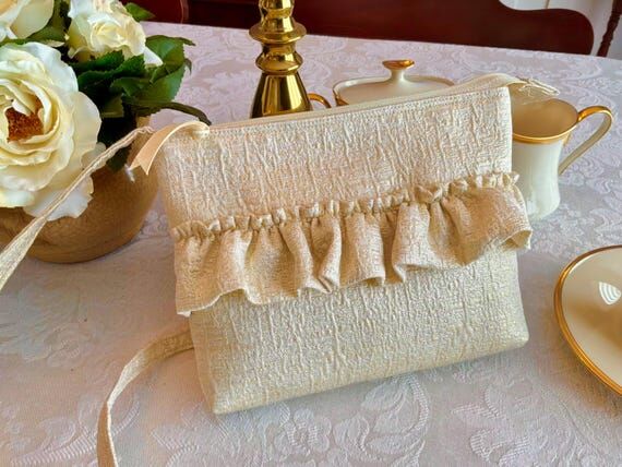 Metallic Gold Ruffled Crossbody Purse: Holida...