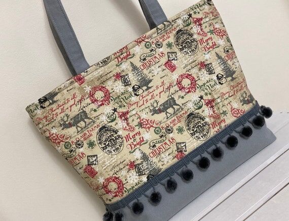 Christmas Handbag, Pompoms, Handmade Holiday ...