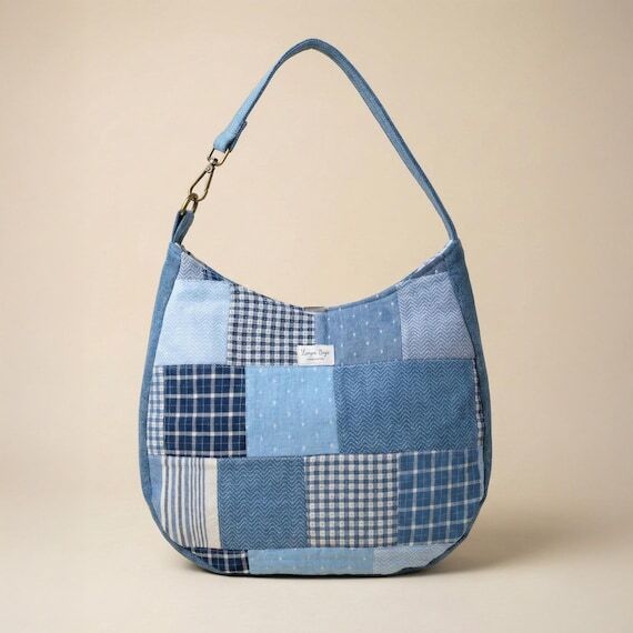 Handmade Denim Patchwork Hobo Bag | Jean Shou...