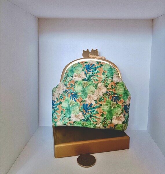 Handmade Portuguese Cork Coin Purse, Cat Clas...