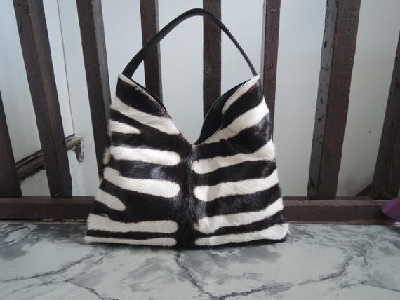 Zebra Print Cowhide Leather Shoulder Bag – ...