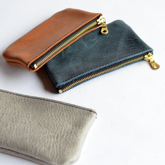 Full-Grain Leather Zipper Pouch: 6 inch, YKK ...
