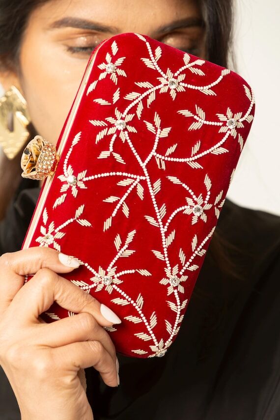 Mayan Red Clutch Clutch-Red Hand Embroidered ...