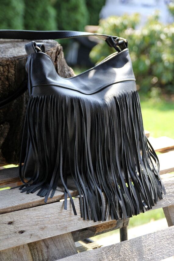 Everyday fringe bag, Crossbody handbag, Black...
