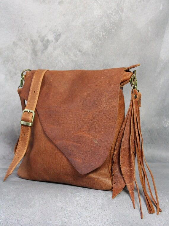 Handcrafted Kodiak Leather Messenger Bag with...
