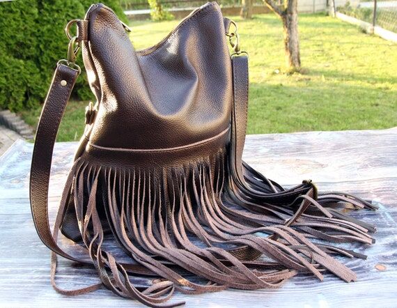 Fringe Hobo bag, Women Genuine Leather Fringe...