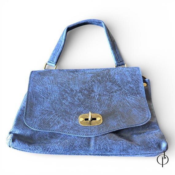 Italian Distressed Leather Satchel Bag Vintag...