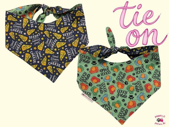 Dog Bandana, TIE-ON, Reversible - Couch Potat...