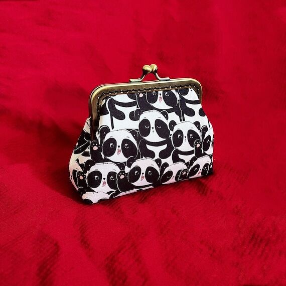 Purse, black wallet, panda purse, Chinese wal...