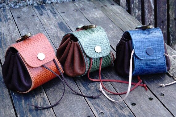 Handmade Leather Pouch, Leather Coin Pouch, C...